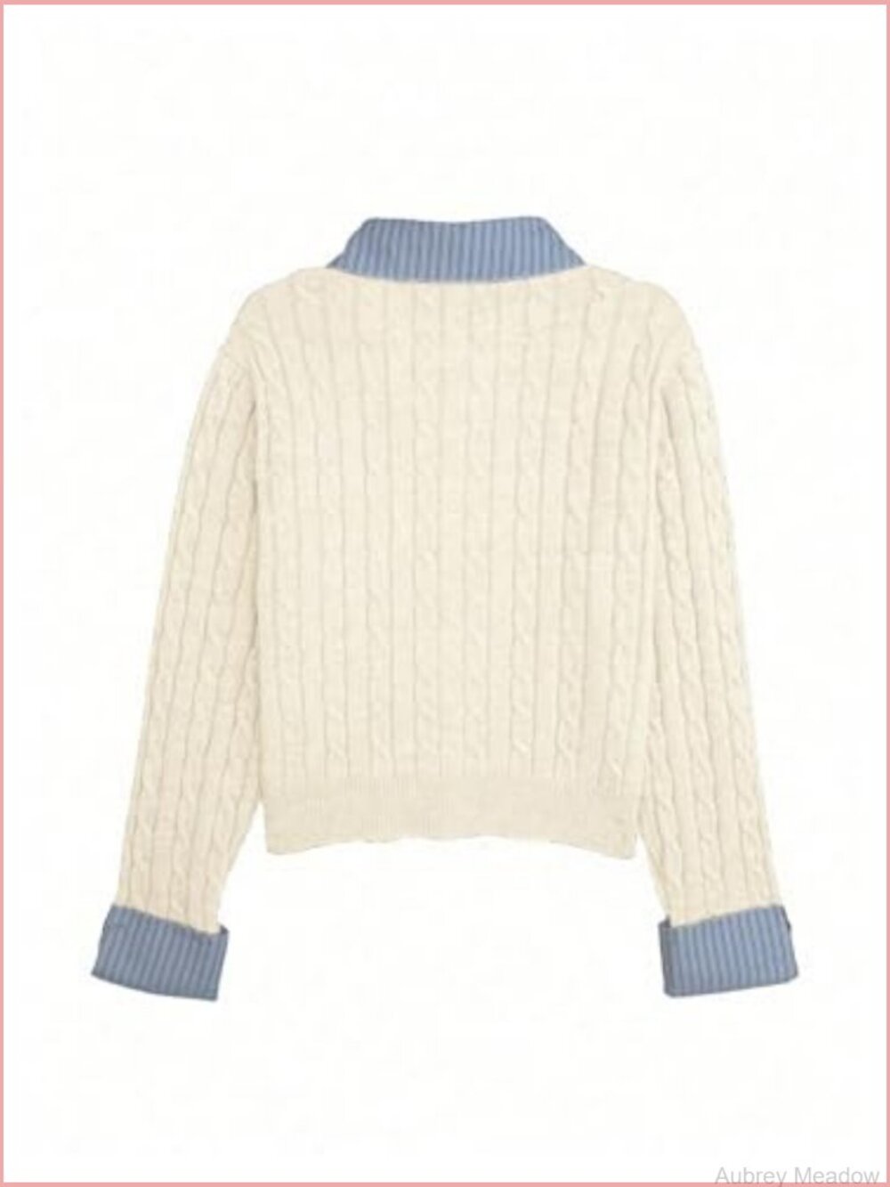 Cropped Collared Cable Knit Cardigan Button Down Long Sleeve Preppy Fall - Picture 2 of 5